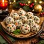 Вкусные корейские рисовые шарики с крабовыми палочками для праздничного стола